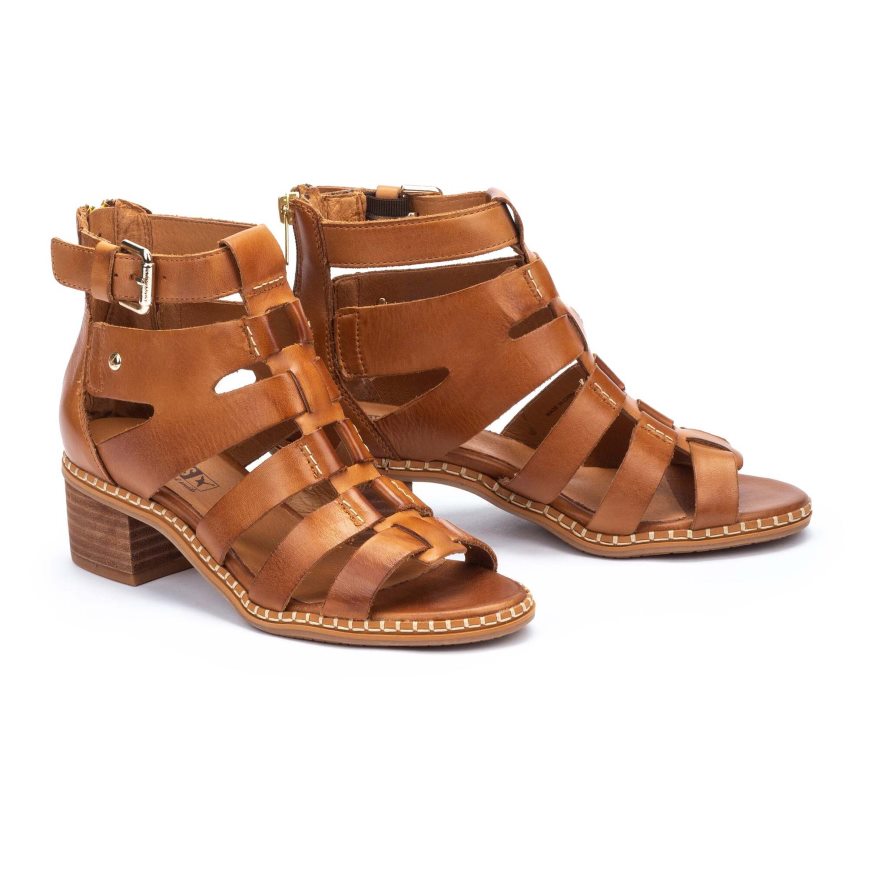 Women's Pikolinos BLANES Heels Sandals Brown | NZ D7A9013